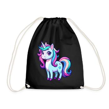 Licorne arc-en-ciel mignonne - Sac de sport léger - noir - Devant