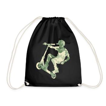 Camouflage Rider Scooter Teens - Drawstring Bag - black - Front
