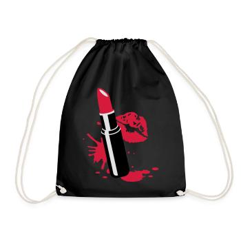 Lipstick with kissing lips - Drawstring Bag - black - Front