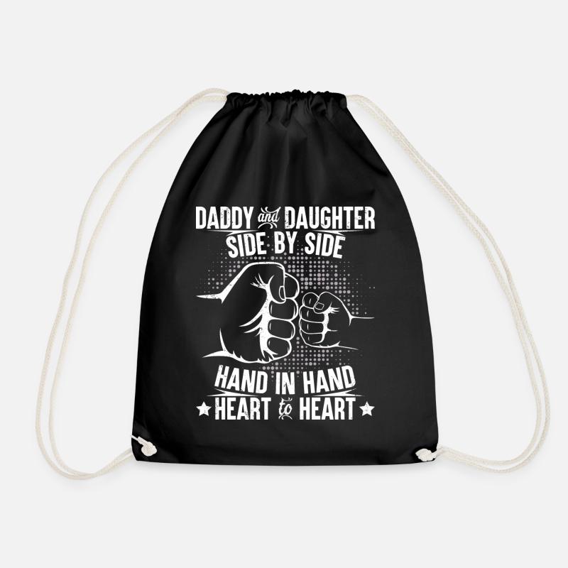 Daddy and daughter heart to heart - Drawstring Bag - black