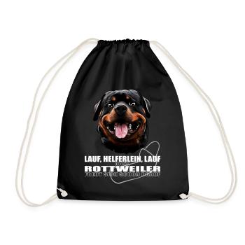 ROTTWEILER Lauf Helferlein Lauf WILSIGNS - Turnbeutel - Schwarz - Vorne