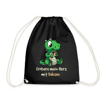 Conquer my heart with cookies Dino kinder Fantasy - Drawstring Bag - black - Front