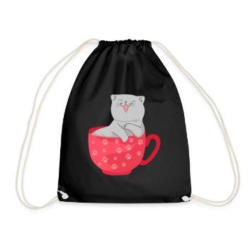 BKH chat dans une tasse de café cadeau de chat - Sac de sport léger - noir - Devant