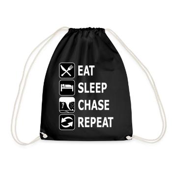 eat sleep chase repeat, chasing tornados, twister - Turnbeutel - Schwarz - Vorne