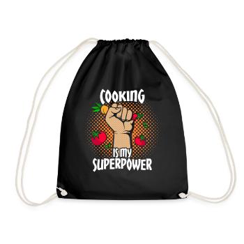 Kochen Superkraft Beruf Hobby Comic Geschenkidee - Turnbeutel - Schwarz - Vorne