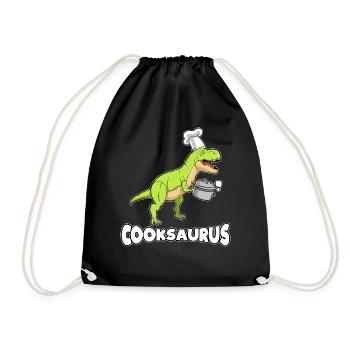 Koch Dinosaurier Cartoon Comic Lustig Geschenkidee - Turnbeutel - Schwarz - Vorne