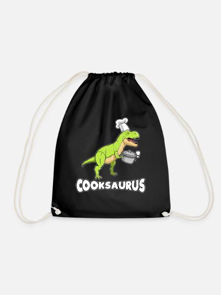 Koch Dinosaurier Cartoon Comic Lustig Geschenkidee - Turnbeutel - Schwarz