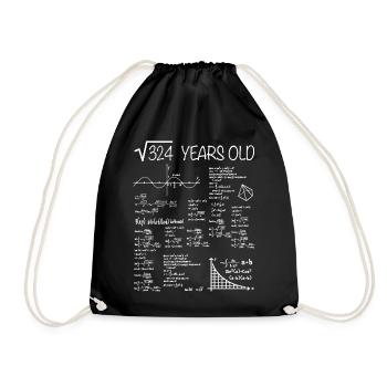 18th birthday mathematics school kids gift - Drawstring Bag - black - Front