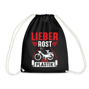 Lieber Rost als Plastik Zweitakt Roller Mofa Moped - Turnbeutel - Schwarz - Vorne