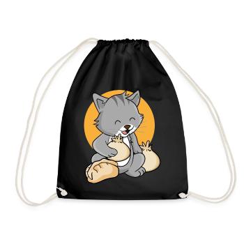 Cat Dumpling - Drawstring Bag - black - Front