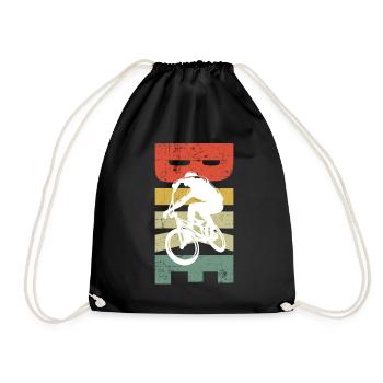 Bicycle Retro Vintage MTB Gift - Drawstring Bag - black - Front