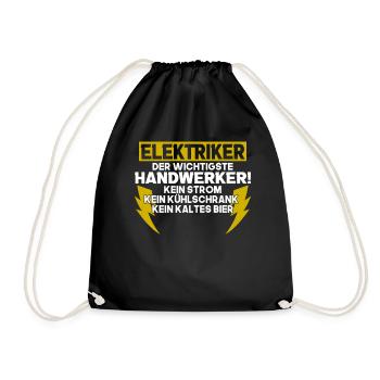 Elektriker Elektroniker Handwerker Geschenk - Turnbeutel - Schwarz - Vorne