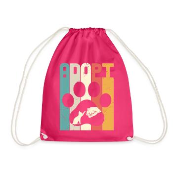 Adopt Cat - Drawstring Bag - fuchsia - Front