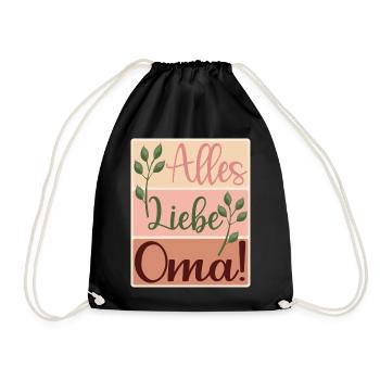 Alles Liebe Oma - Großmama - Danke - Turnbeutel - Schwarz - Vorne