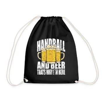 Handball und Bier Spruch lustig - Turnbeutel - Schwarz - Vorne