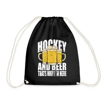 Hockey und Bier Spruch lustig - Turnbeutel - Schwarz - Vorne