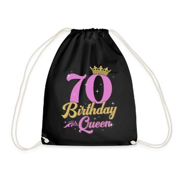 70 Birthday Queen 70 Years Gift Wife - Drawstring Bag - black - Front