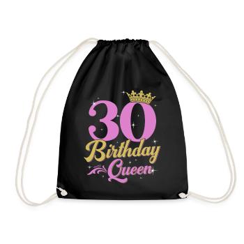 30 Birthday Queen 30 Years Gift Woman - Drawstring Bag - black - Front