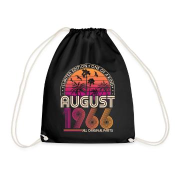 August 1966 Jahrgang Geburtstag Retro Geschenk - Turnbeutel - Schwarz - Vorne
