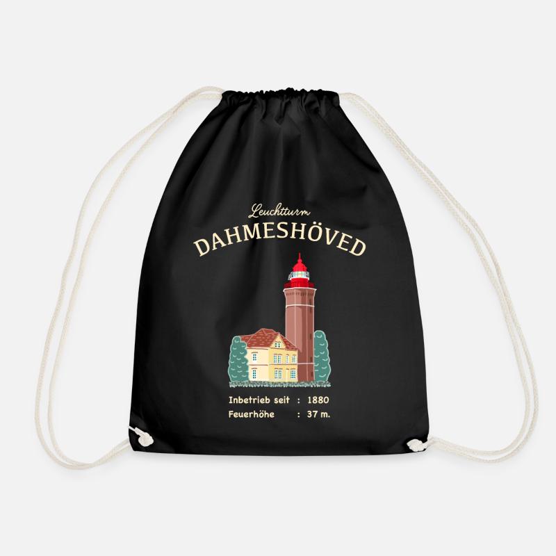 Leuchtturm Dameshöved, Lübecker Bucht, Ostsee - Turnbeutel - Schwarz
