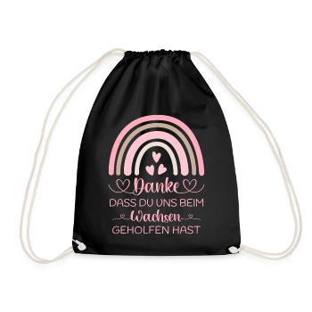 Danke dass Du uns beim Wachsen geholfen hast Kita - Turnbeutel - Schwarz - Vorne