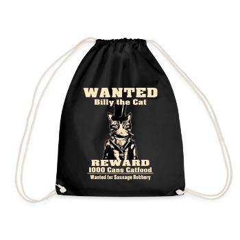 Billy The Cat | Katzenfreunde Geschenk - Turnbeutel - Schwarz - Vorne