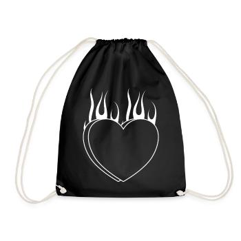 Burning heart - Drawstring Bag - black - Front
