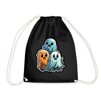 Sugary Ghost Trio Halloween Ghosts - Drawstring Bag - black - Front