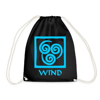 Symbole du texte bleu vent 'WIND' - Sac de sport léger - noir - Devant