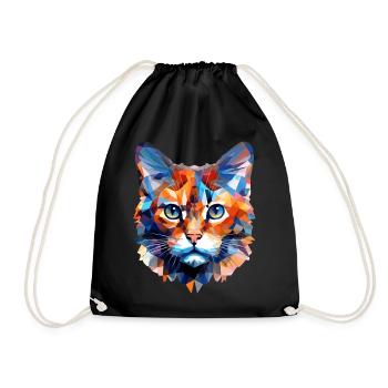 Cat, Polygon, Cats, Tomcat, Domestic Cat, Shorthair - Drawstring Bag - black - Front