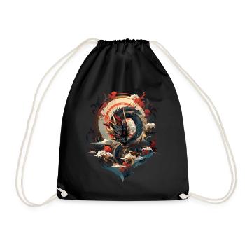 Dragon - Drawstring Bag - black - Front