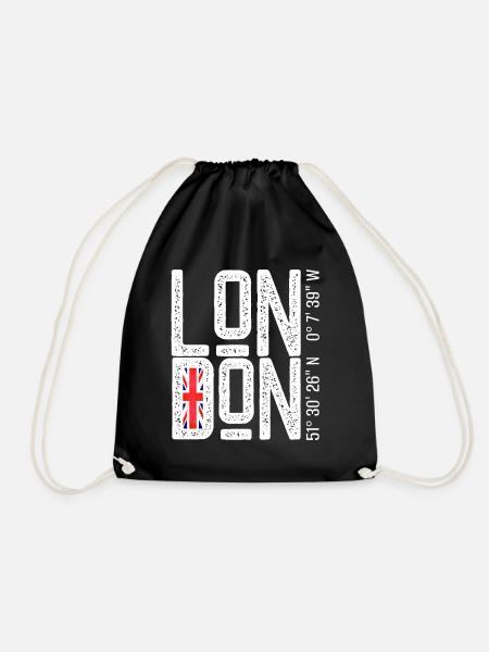 London Flag Distressed Typo - Turnbeutel - Schwarz