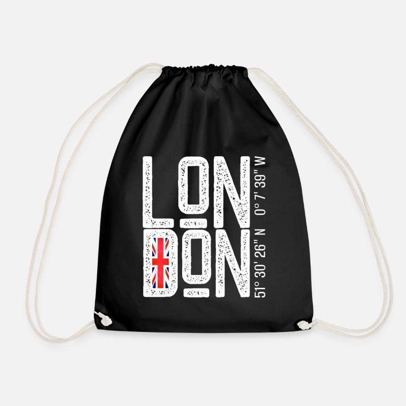 London Flag Distressed Typo - Turnbeutel - Schwarz