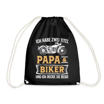 Biker Papa Motorradfahrer Motorrad - Turnbeutel - Schwarz - Vorne