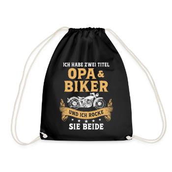 Biker Opa Motorradfahrer Motorrad - Turnbeutel - Schwarz - Vorne