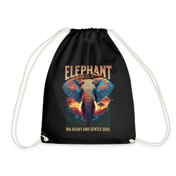 Elefant Afrika Safari Natur Wildnis Aquarell Kunst - Turnbeutel - Schwarz - Vorne