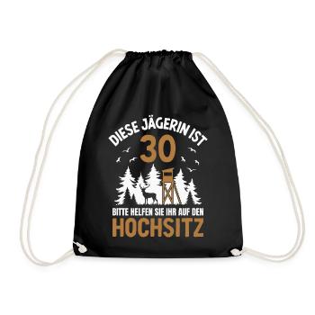 30. Geburtstag Jägerin 30 Jahre Jagd Hochsitz - Turnbeutel - Schwarz - Vorne