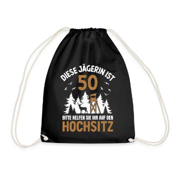 50. Geburtstag Jägerin 50 Jahre Jagd Hochsitz - Turnbeutel - Schwarz - Vorne