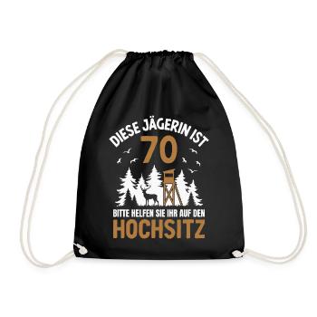 70. Geburtstag Jägerin 70 Jahre Jagd Hochsitz - Turnbeutel - Schwarz - Vorne