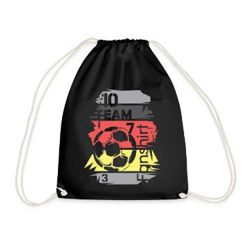 Football Germany Fan Shirt Collage Ball Logo - Drawstring Bag - black - Front