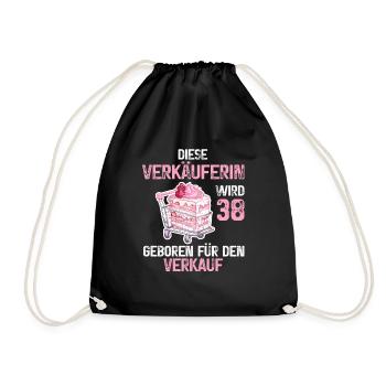38 Geburtstag Verkäuferin 38 Jahre Verkauf Spruch - Turnbeutel - Schwarz - Vorne