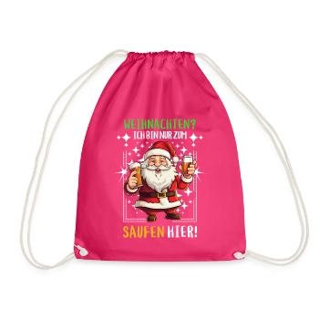 Weihnachtsmann Bier Saufen Alkohol Weihnachten - Turnbeutel - Fuchsia - Vorne