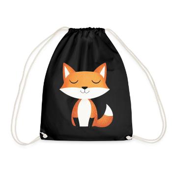 Cute Relaxed Happy Fox in Cartoon Style - Drawstring Bag - black - Front