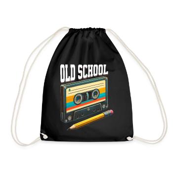 Kassette Old School Kassette Mixtape - Turnbeutel - Schwarz - Vorne