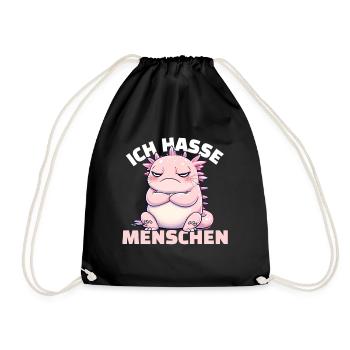 Mürischer rosa Axolotl für Tierfans - Turnbeutel - Schwarz - Vorne