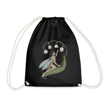 Pixie with lily of the valley - Drawstring Bag - black - Front