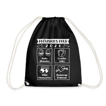 Predictions for 2026, future mama, future dad - Drawstring Bag - black - Front