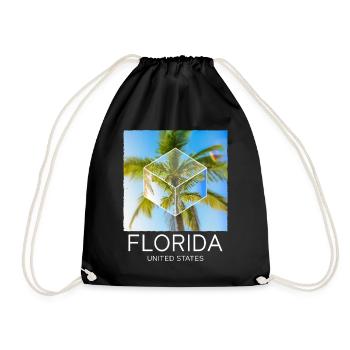 Florida USA Miami America Summer Palm Trees Beach - Drawstring Bag - black - Front