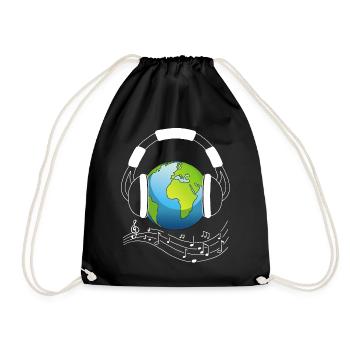 Planet Erde und Musik - Turnbeutel - Schwarz - Vorne