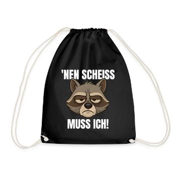 Raccoon with cheeky saying - Drawstring Bag - black - Front